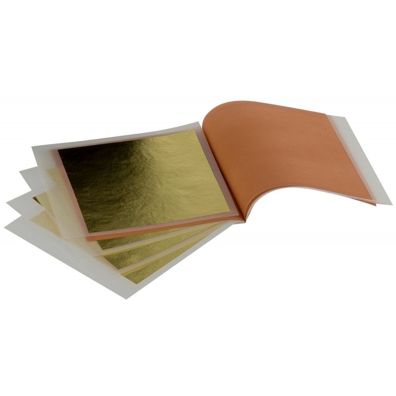 Feuilles d'or orangé 22 carats, 80 x 80mm - 25 feuilles d'or transfert 29043